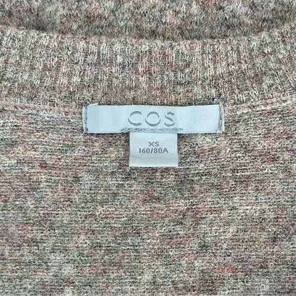 COS Women's V-Neck Cardigan XS Alpaca Wool Blend Brown Pink Relaxed Lightweight - Picture 4 of 5